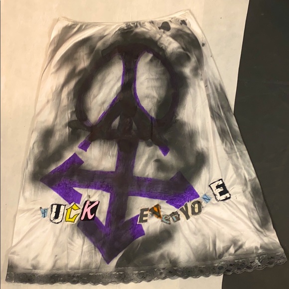 Anarchy is all around vintage upcycled nylon maxi slip skirt - Picture 3 of 9